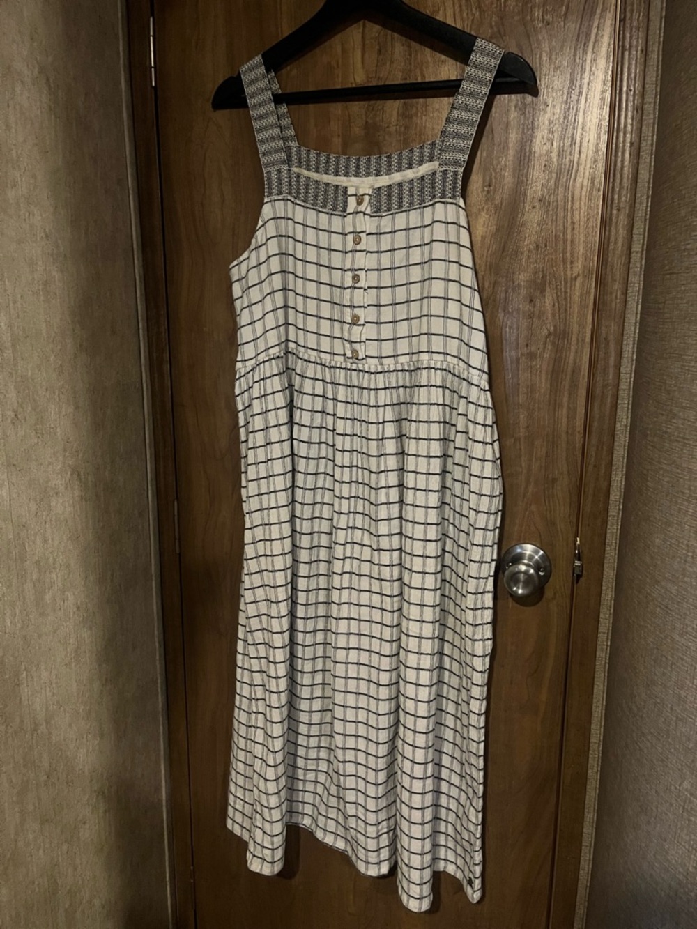 Roxy White and Black Checked Midi Sundress